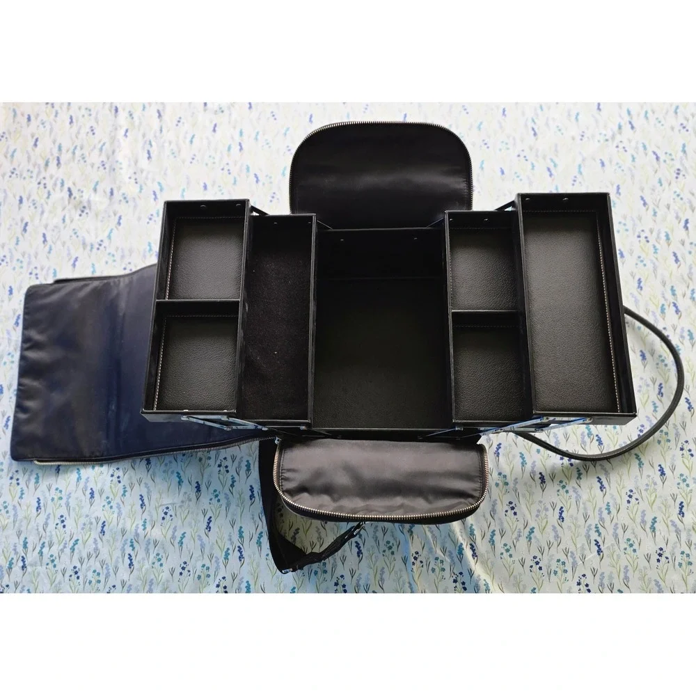 Bobbi‎ Brown Professional Makeup Train Case Black Faux Leather Organizer Bag